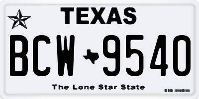 TX license plate BCW9540