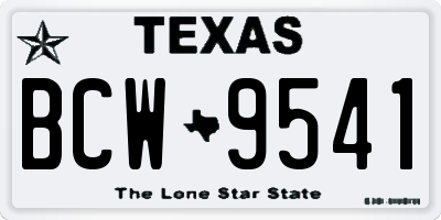 TX license plate BCW9541