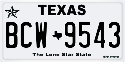 TX license plate BCW9543