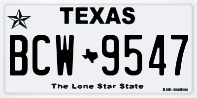 TX license plate BCW9547