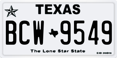 TX license plate BCW9549