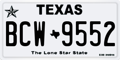 TX license plate BCW9552