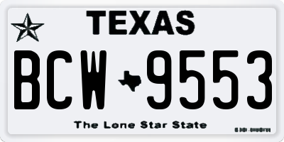 TX license plate BCW9553