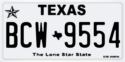 TX license plate BCW9554