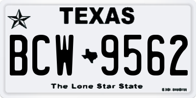 TX license plate BCW9562