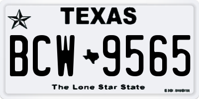 TX license plate BCW9565