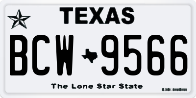 TX license plate BCW9566