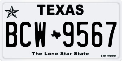 TX license plate BCW9567