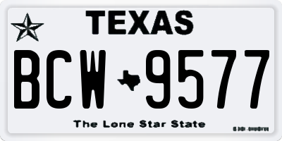 TX license plate BCW9577