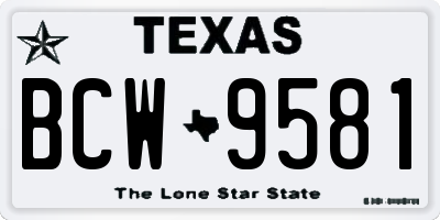 TX license plate BCW9581