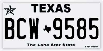 TX license plate BCW9585