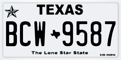 TX license plate BCW9587