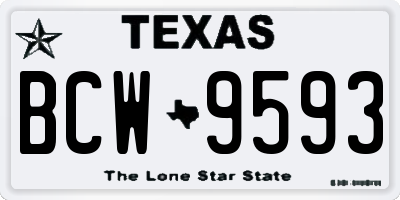 TX license plate BCW9593