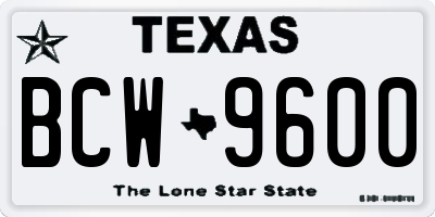 TX license plate BCW9600