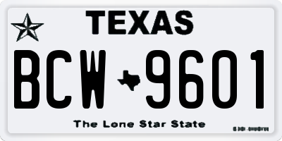 TX license plate BCW9601