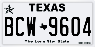 TX license plate BCW9604