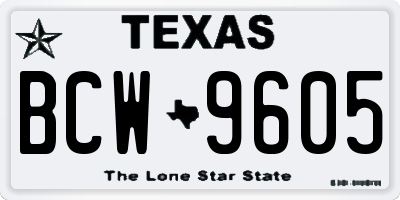 TX license plate BCW9605