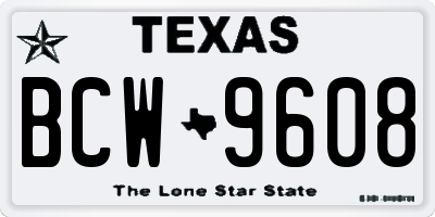 TX license plate BCW9608
