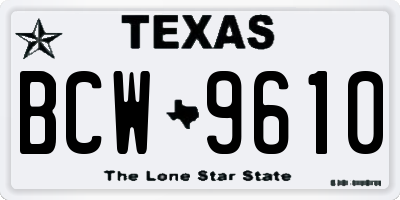 TX license plate BCW9610