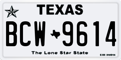 TX license plate BCW9614