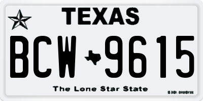 TX license plate BCW9615