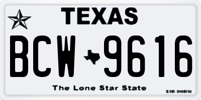 TX license plate BCW9616