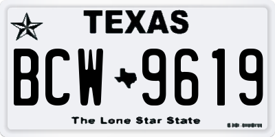 TX license plate BCW9619