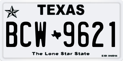 TX license plate BCW9621