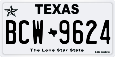 TX license plate BCW9624