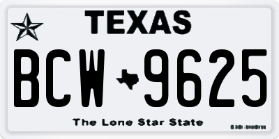 TX license plate BCW9625