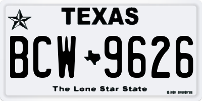 TX license plate BCW9626