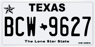 TX license plate BCW9627