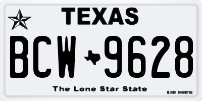TX license plate BCW9628