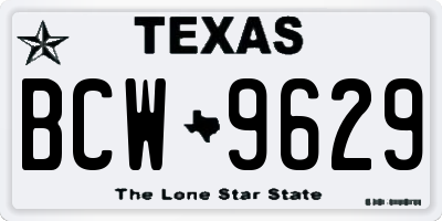 TX license plate BCW9629