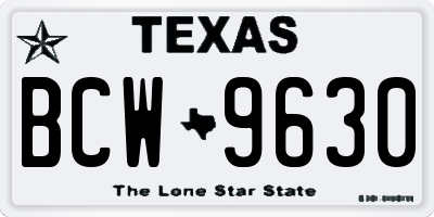 TX license plate BCW9630