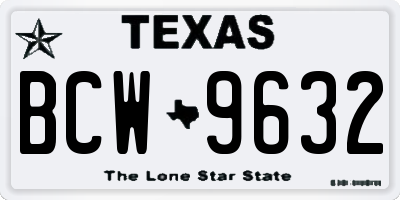 TX license plate BCW9632