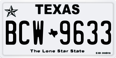 TX license plate BCW9633