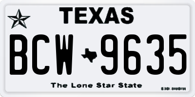 TX license plate BCW9635