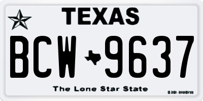 TX license plate BCW9637