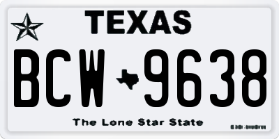 TX license plate BCW9638