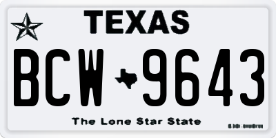 TX license plate BCW9643