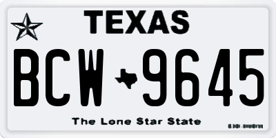 TX license plate BCW9645