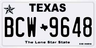 TX license plate BCW9648