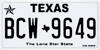 TX license plate BCW9649