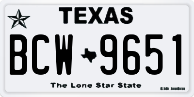TX license plate BCW9651