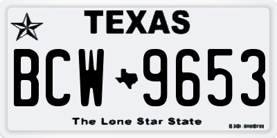 TX license plate BCW9653