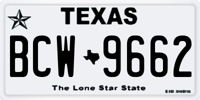 TX license plate BCW9662