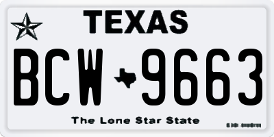 TX license plate BCW9663