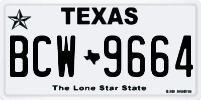 TX license plate BCW9664