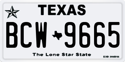 TX license plate BCW9665